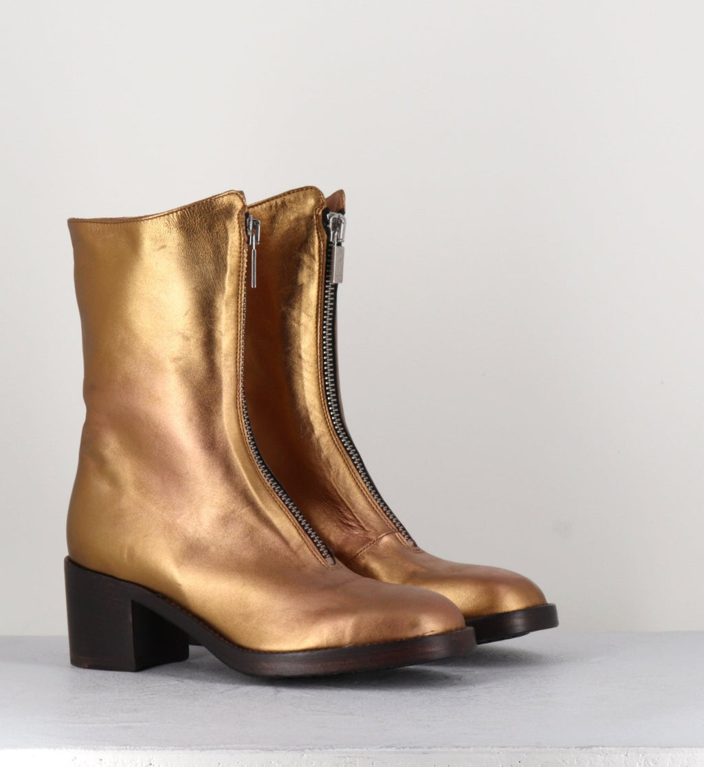 Boots en cuir métallisé doré à zip -888 NAPPA ORO