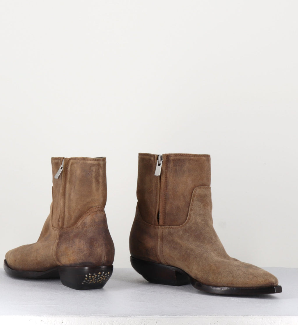 Bottines western en veau velour lavé camel Officine Creative - ASTREE001