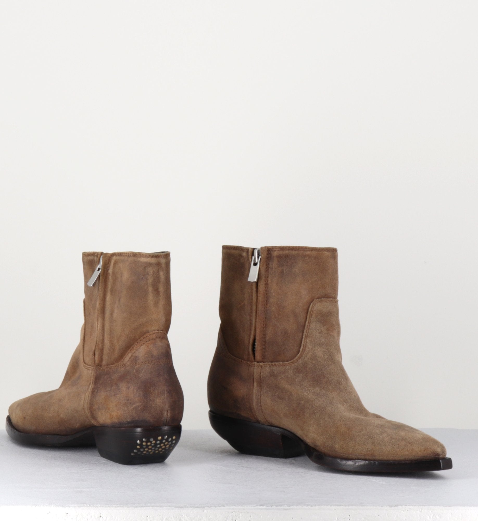 Bottines western en veau velour lavé camel Officine Creative - ASTREE001