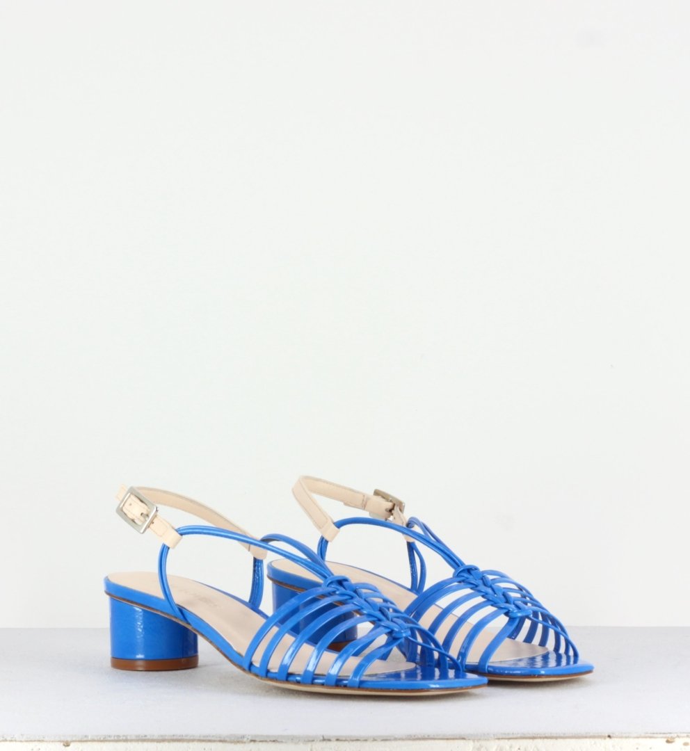 ARIANNA BLUE PATENT SANDAL