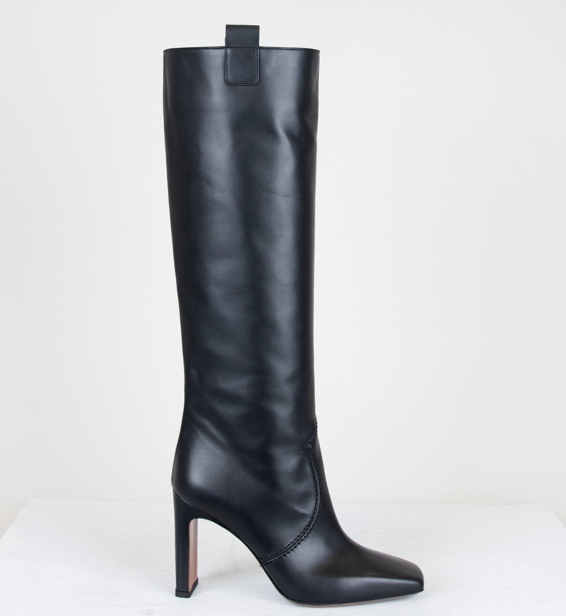 Bottes en cuir noir à talon fin - LDO051 BLACK