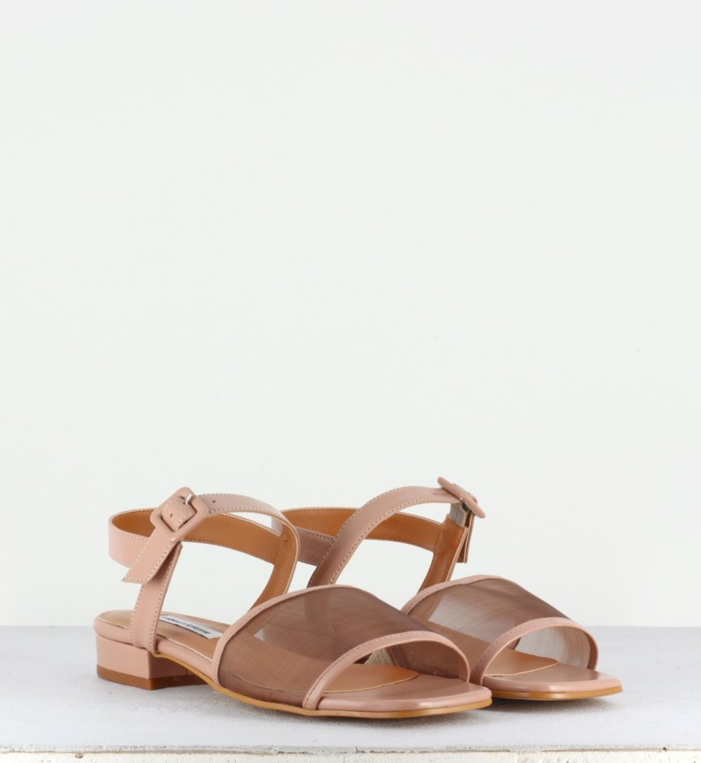 Sandales en cuir et mesh nude - Marini mesh
