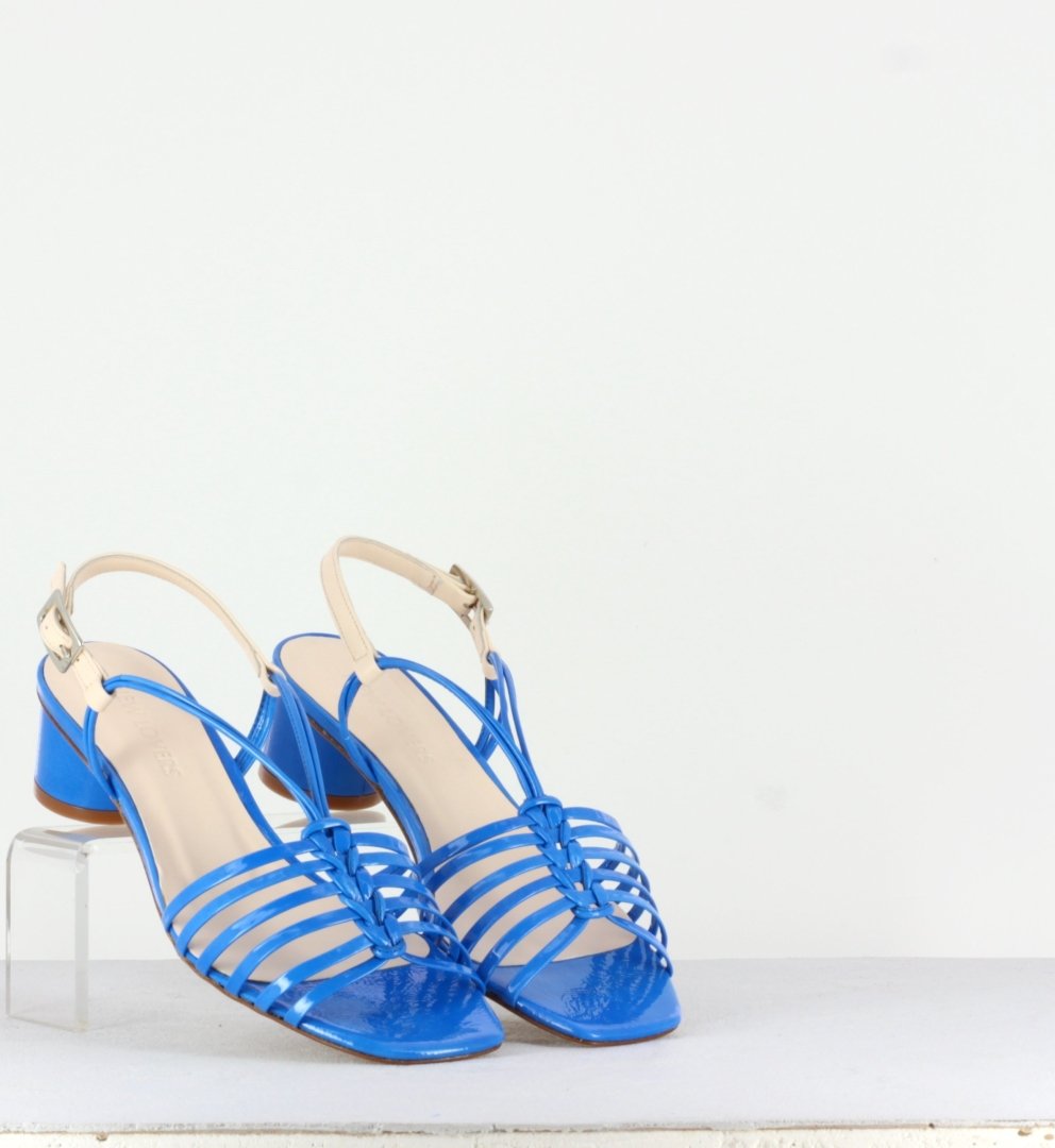 ARIANNA BLUE PATENT SANDAL