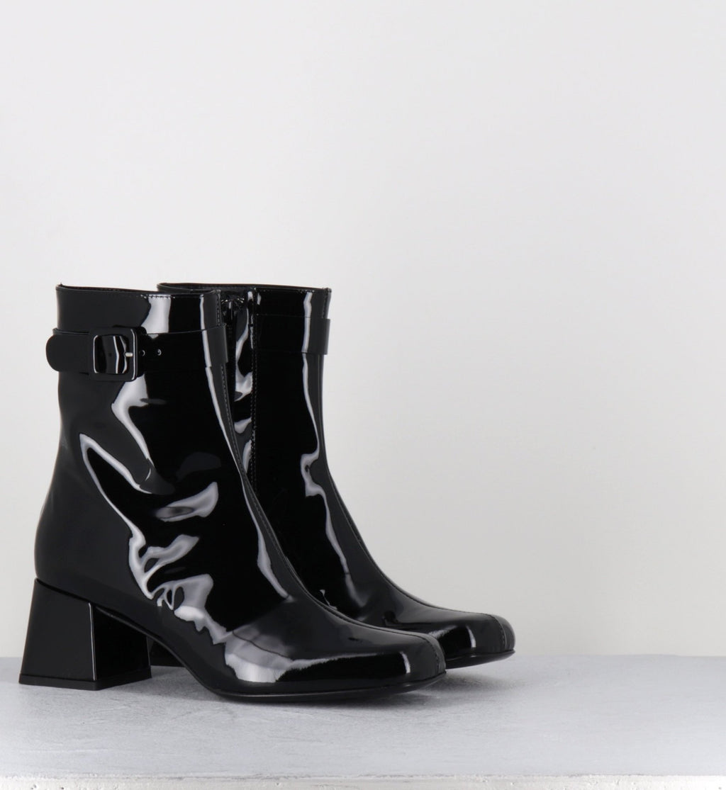 Boots 60s en cuir vernis noir - XERT VERNICE BLACK