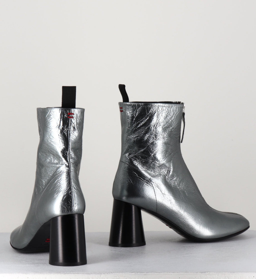 Bottines en cuir métallisé argent très souple - ACE07 METAL