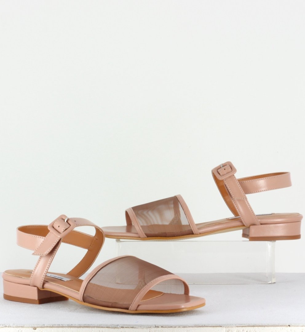 Sandales en cuir et mesh nude - Marini mesh