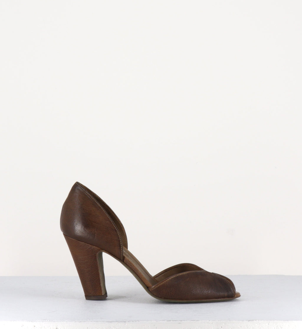 Escarpin en cuir lavé kaki - 5612 MILI