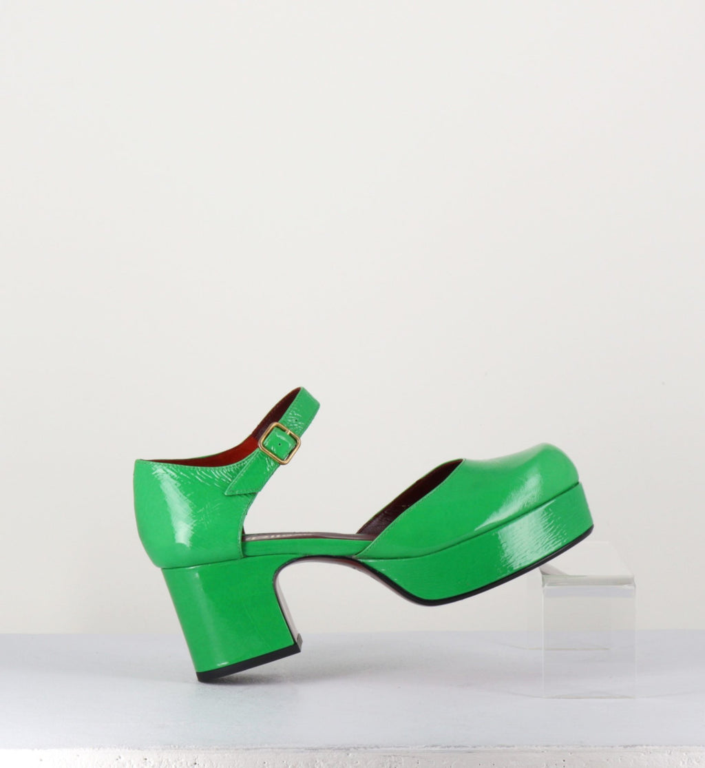 Babies 70s à plateforme en cuir vernis vert - MALAGA R79 MENTHE