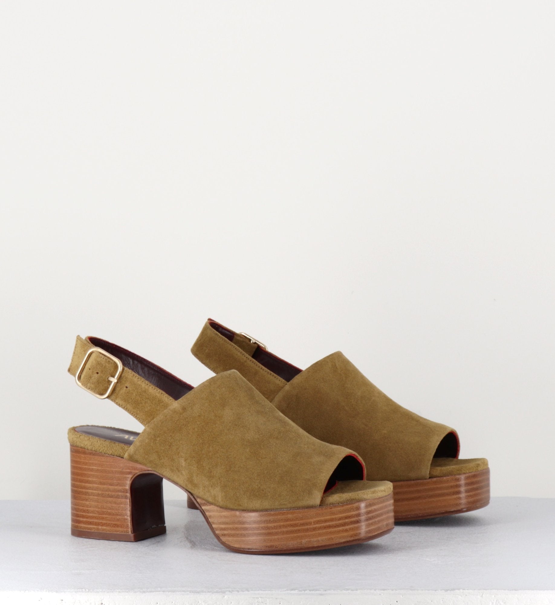 Sandales en daim camel à plateforme - MILOU C81 CHAMOIS