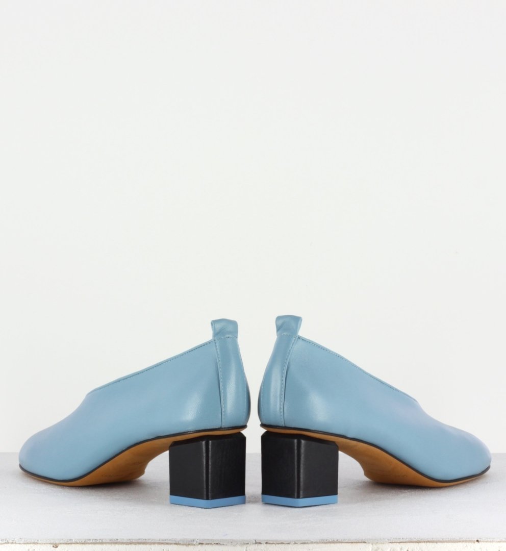 Escarpins en cuir bleu à petit talon - Mildred Classic cielo