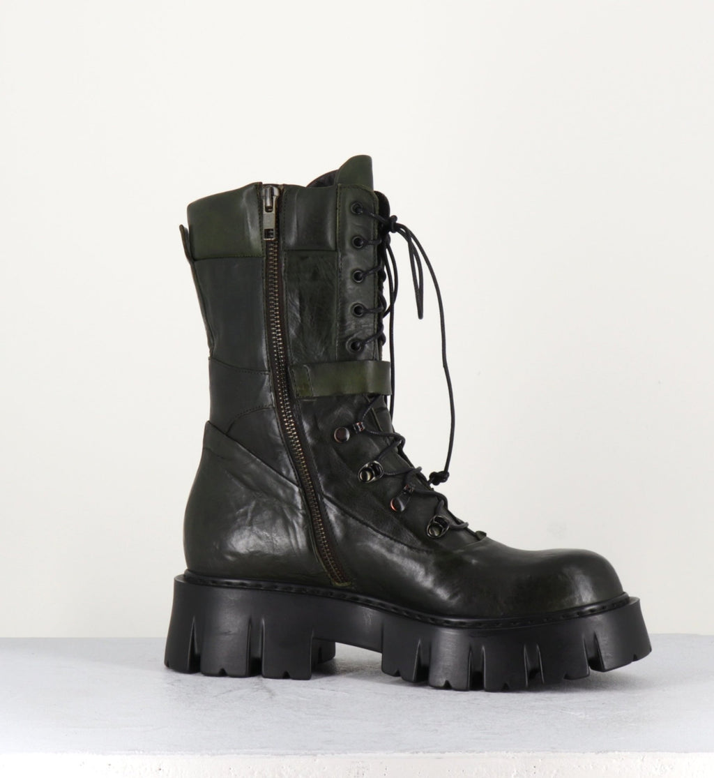 Rangers en cuir kaki souple - KFRE11652 KAKI