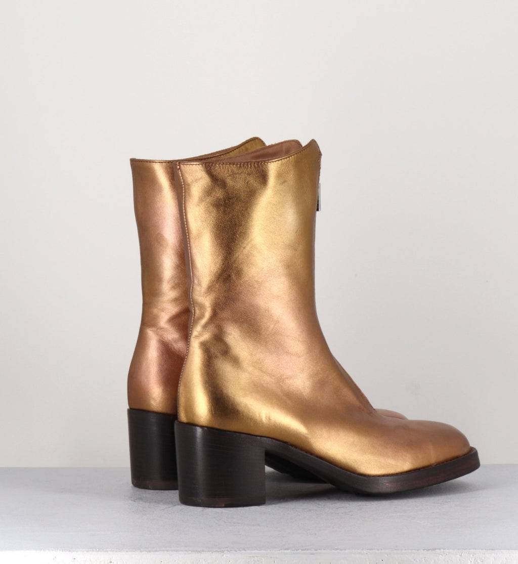 Boots en cuir métallisé doré à zip -888 NAPPA ORO